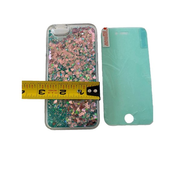 iPhone 6s Hard Case Moving Gel Cover Sparkly + Screen Protector, Blue Turquoise - Picture 3 of 7